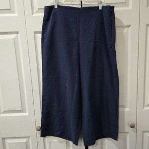 NWT J. Jill Pants Womens Large Navy Blue Cropped Wide Leg Pockets Flat Front
